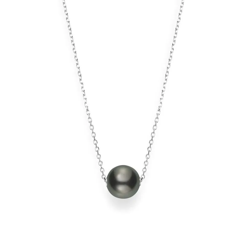 Mikimoto Black South Sea 18K White Gold Single Pearl Necklace