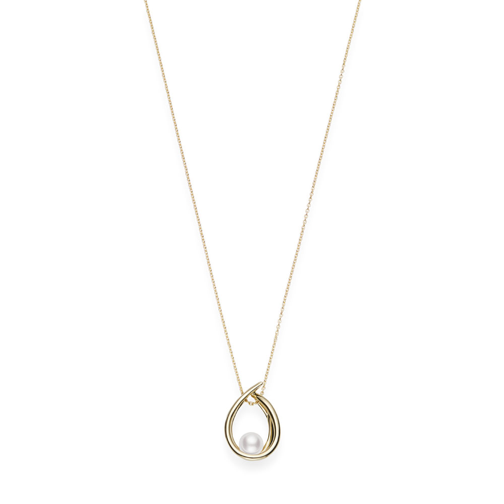 Mikimoto 18K Yellow Gold Akoya Pearl Teardrop Necklace