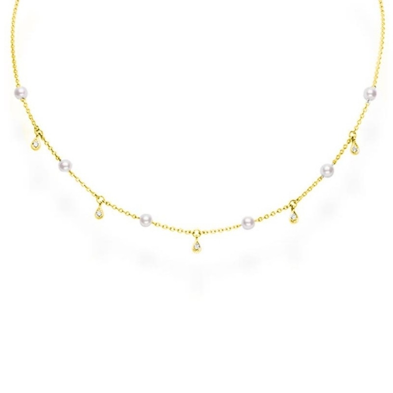 Mikimoto Diamond and Akoya A+ Pearl Necklace