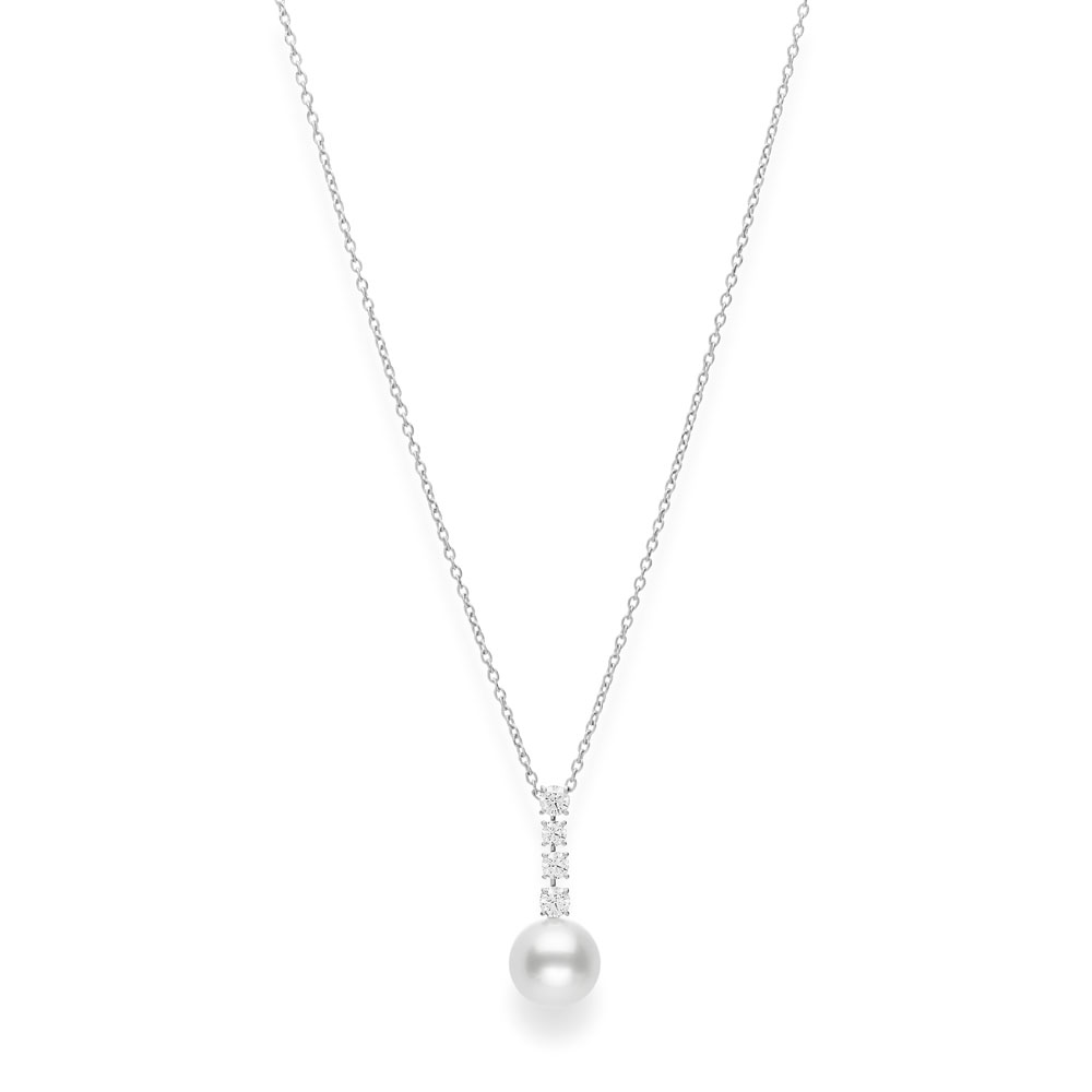 Mikimoto White 18K Pendant Round White South Sea Pearl 19.5 Adjustable Chain