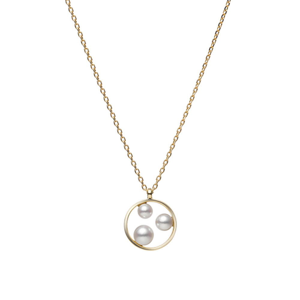 Mikimoto 18K Yellow Gold Japan Collections Circle Pendant Necklace