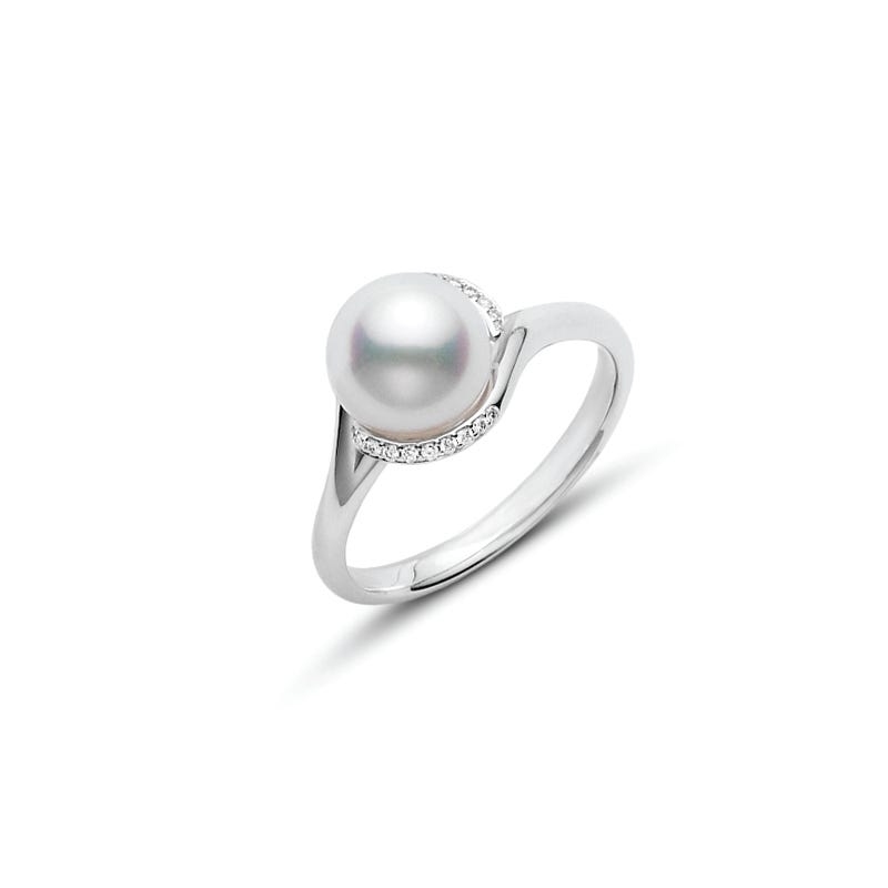 Mikimoto A+ Akoya Pearl and  Diamond Accents Ring