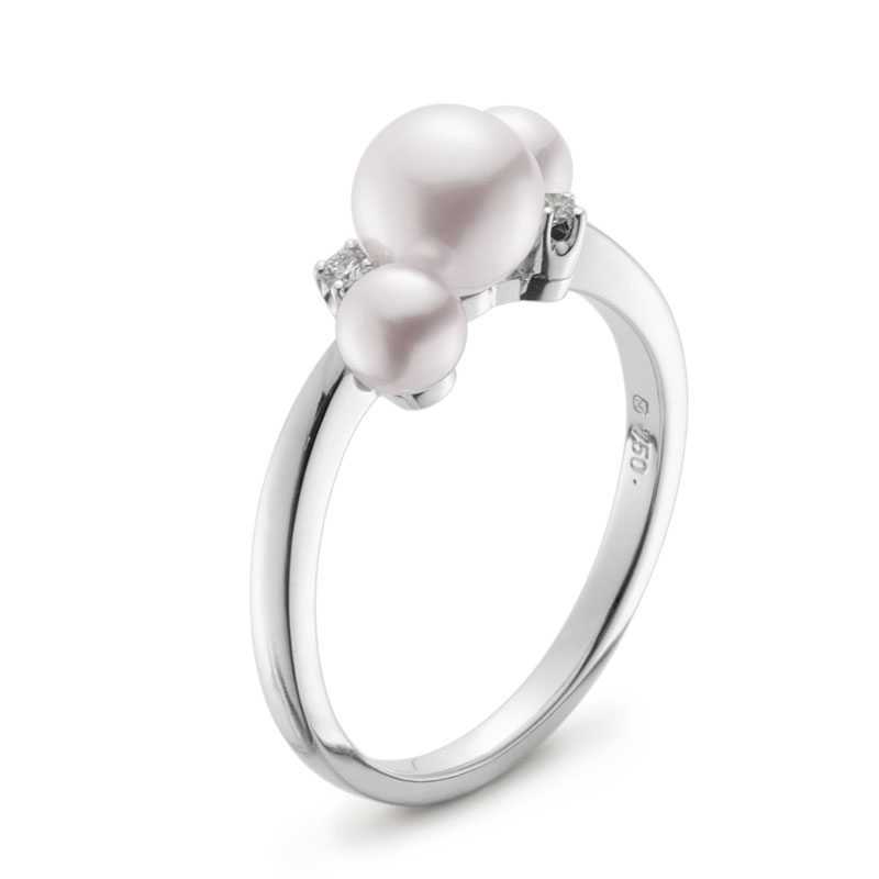 Mikimoto 18K White Gold Akoya Cultured Pearl Ring
