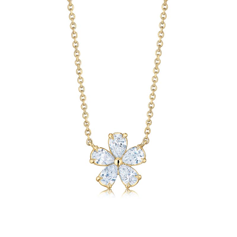 Kwiat Floral Pendant with Pear Shape Diamonds