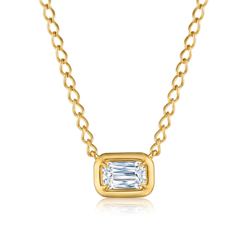 Ashoka Bezel Set Diamond Solitaire Pendant in 18K Yellow Gold
