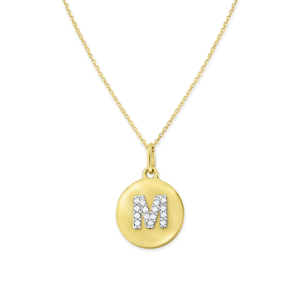 Deutsch Signature Initial Disc Diamond M Pendant