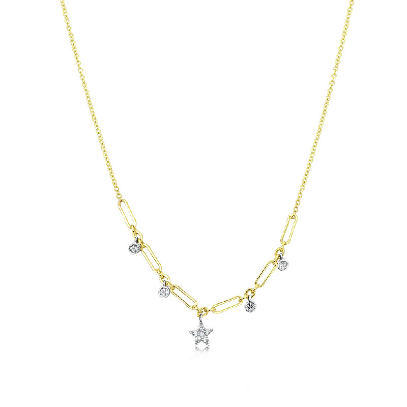 Star Necklace With Diamond Pave