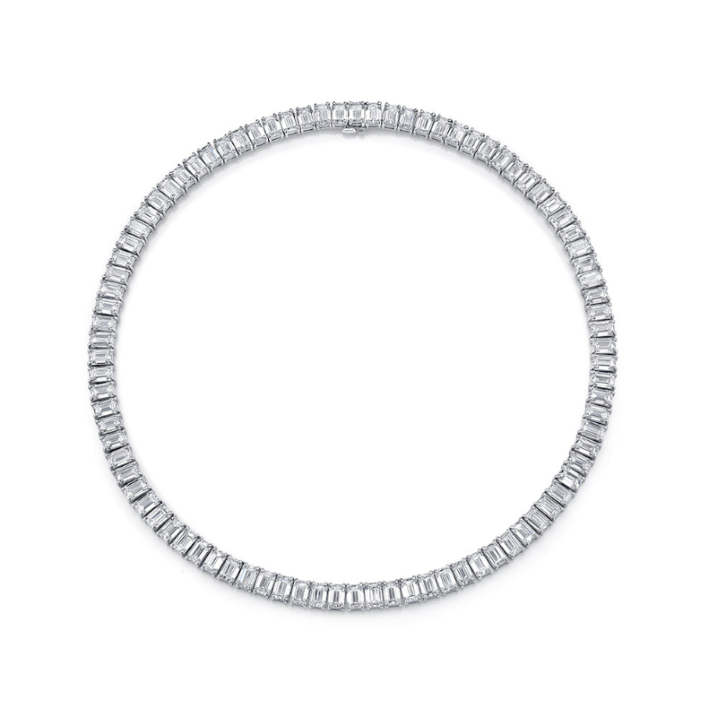 Norman Silverman 63.52 Carat Emerald-Cut Diamond Choker Necklace