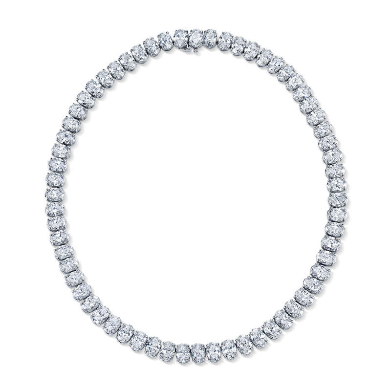 Norman Silverman 64.52 Carat East-West Oval-Cut Diamond Necklace
