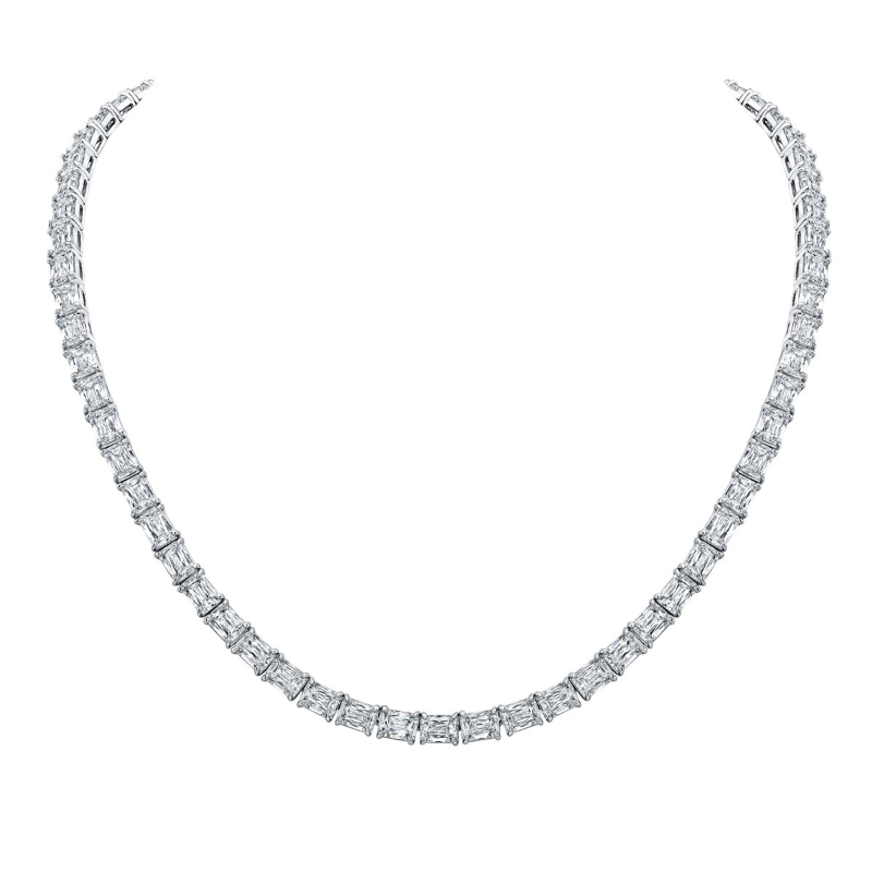 Norman Silverman Emeral Cut Diamond Necklace