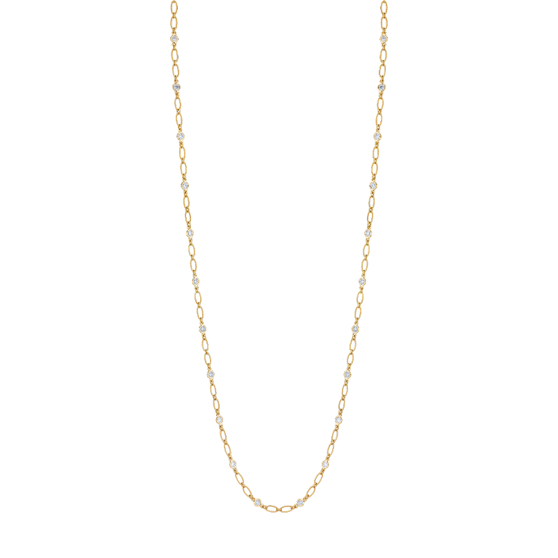 Norman Silverman 4 Carat White Yellow Rose Gold Round Brilliant Diamonds By The Yard Necklace
