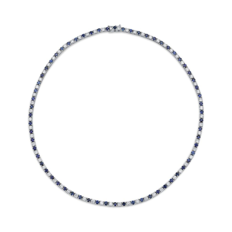 Norman Silverman Alternating Diamond And Blue Sapphire Necklace