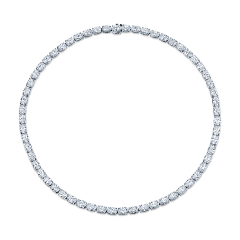 Norman Silverman East West Oval Diamond Necklace