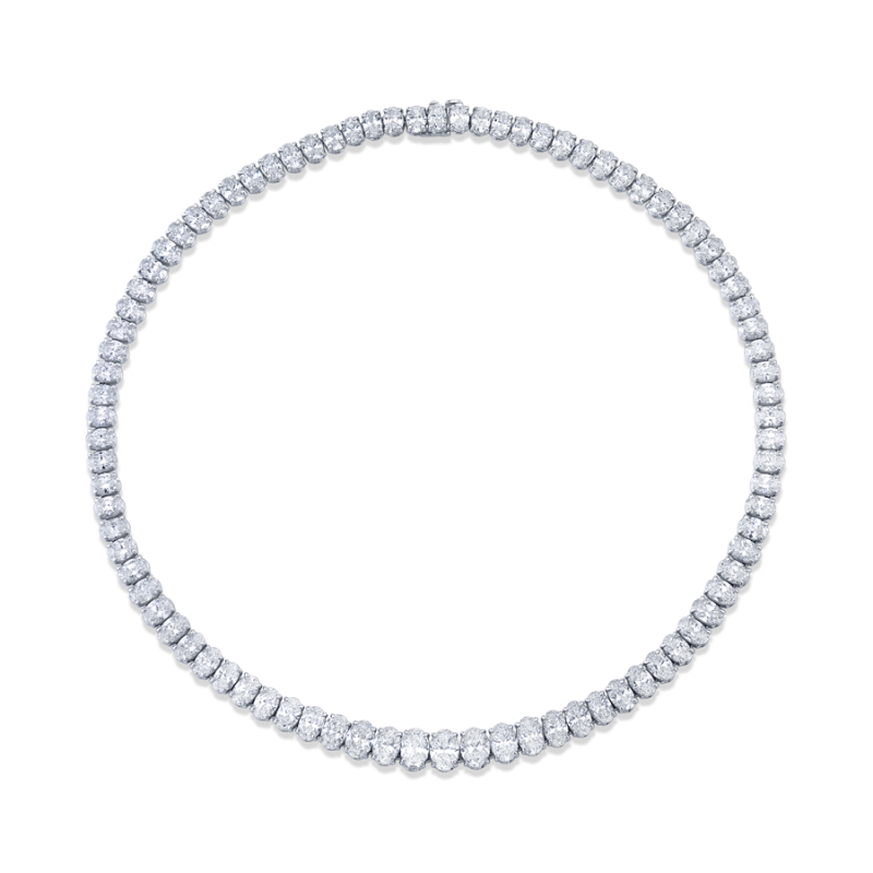 Norman Silverman Graduated Oval Cut Riviera Necklace In Platinum