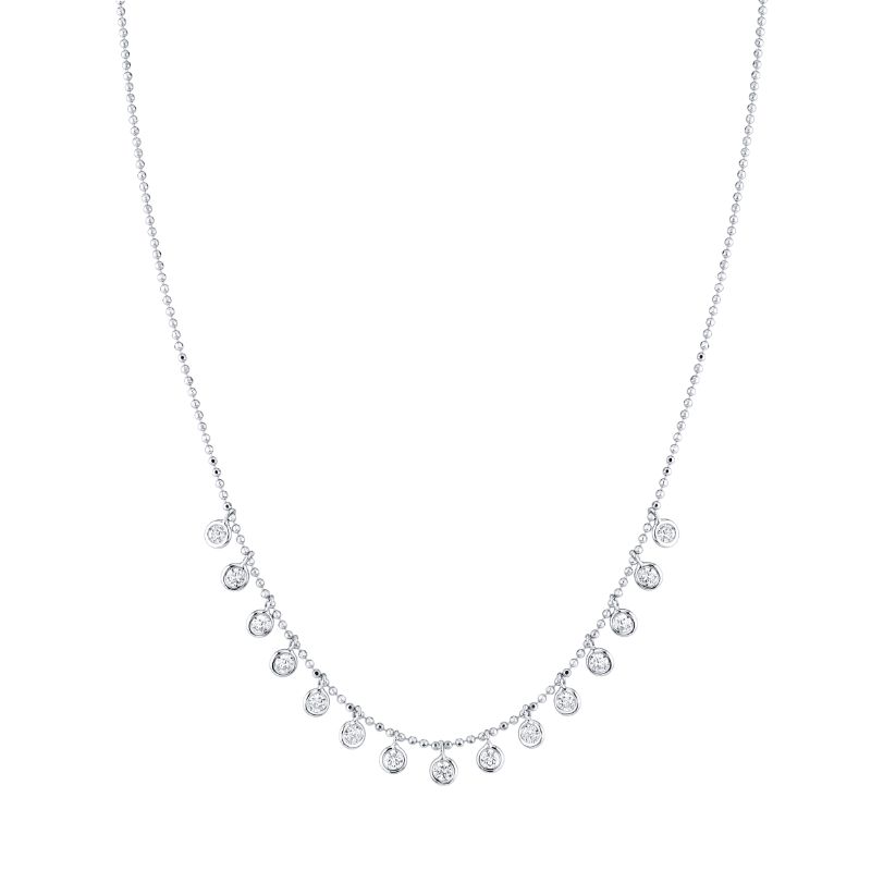 Norman Silverman Bezel Set Diamond Dangle Necklace 16