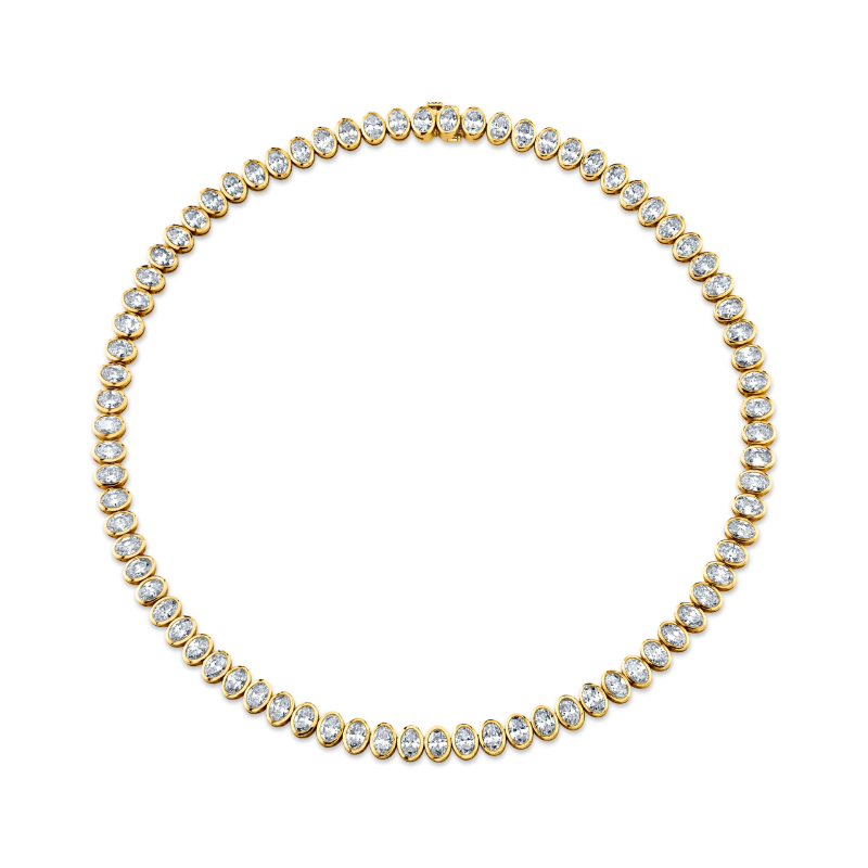 Norman Silverman 24.28 Carat Yellow Gold Straightline Bezeled Oval Necklace