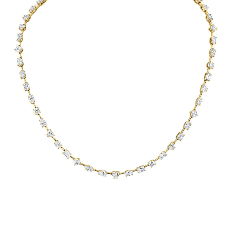 Norman Silverman Fancy Shape Diamonds In 18K Yellow Gold Necklace