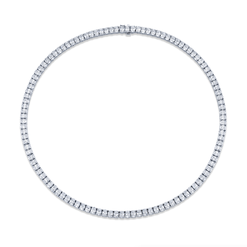 Norman Silverman Straight Line Oval Shape Diamond Tennis Necklace