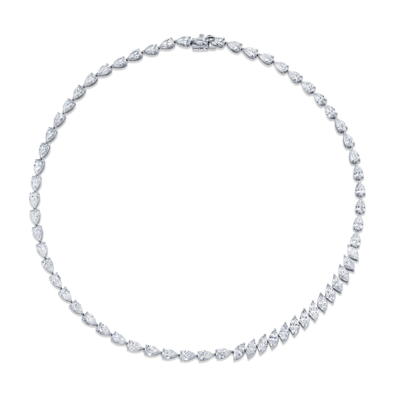 Norman Silverman Marquise And Pear Shape Diamond Necklace