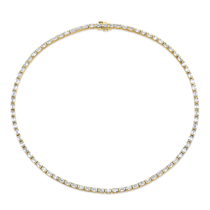 Norman Silverman East-West Emerald Cut Diamond Bezel-Set Necklace