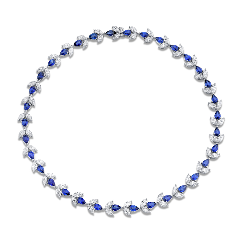 Norman Silverman 43.69 Carat Sapphire Diamond Deco Necklace