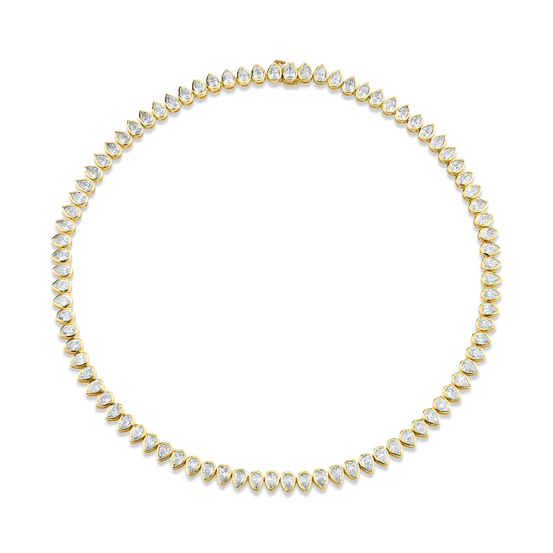 Norman Silverman 20.44 Carat 18K Yellow Gold Bezel Straight Line Necklace