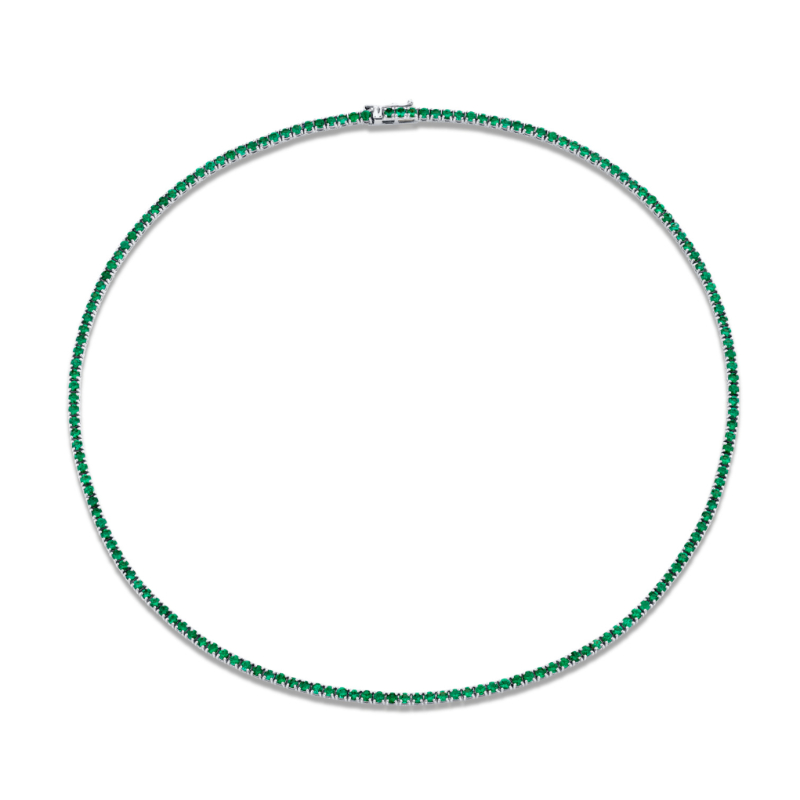 Norman Silverman 6.27 Carat 18K Yellow Gold Green Emerald Straight Line Necklace
