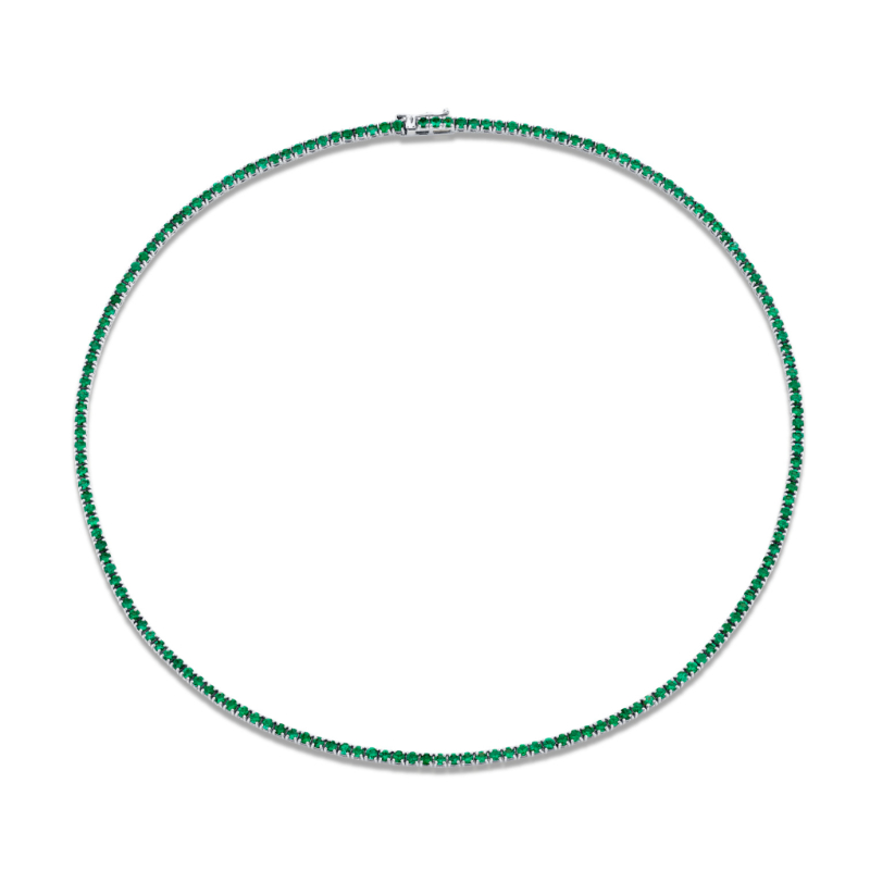 Norman Silverman 6.27 Carat 18K Yellow Gold Green Emerald Straight Line Necklace