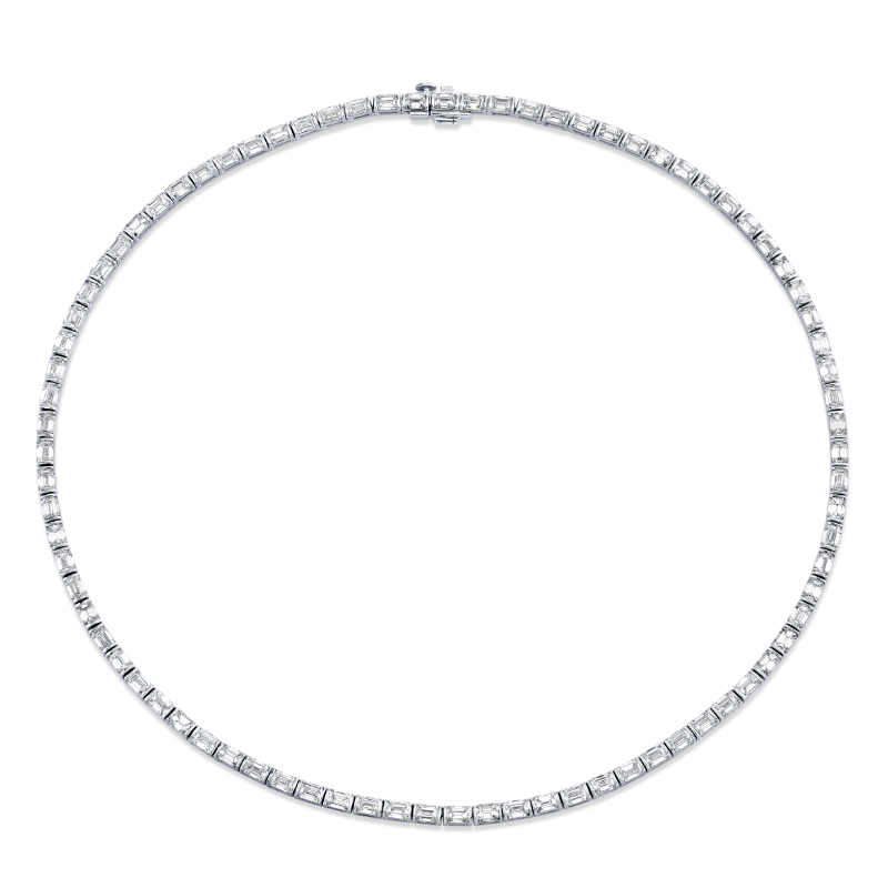 Norman Silverman 16.19 Carat 18K White Gold East West Necklace