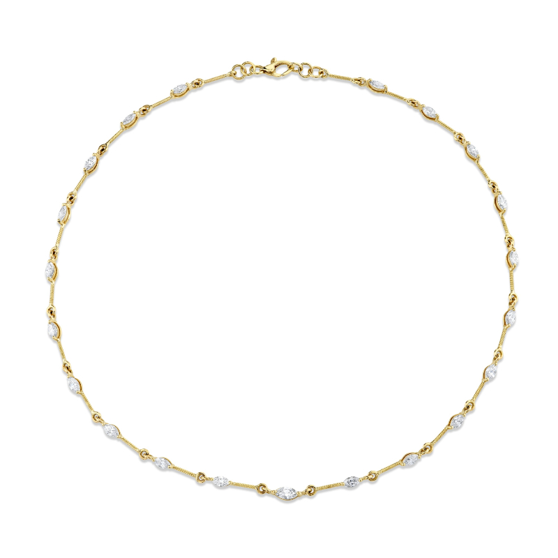 Norman Silverman Marquise Diamond Station Necklace