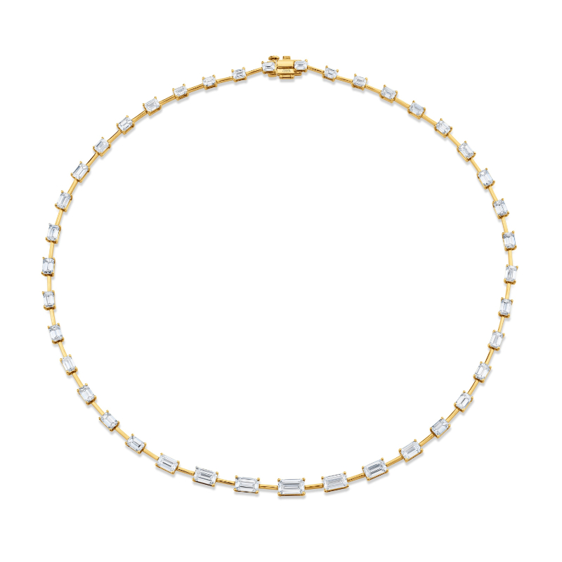 Norman Silverman Graduated Emerald Cut Diamond Necklace