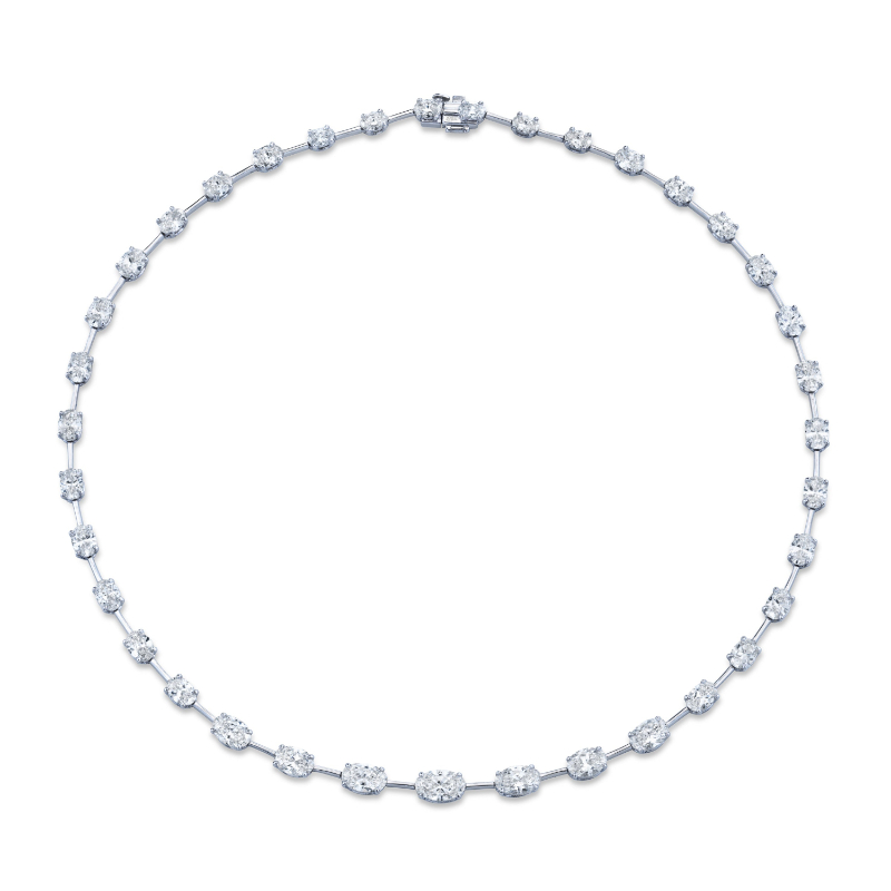 Norman Silverman Graduated Oval Cut Diamond Necklace