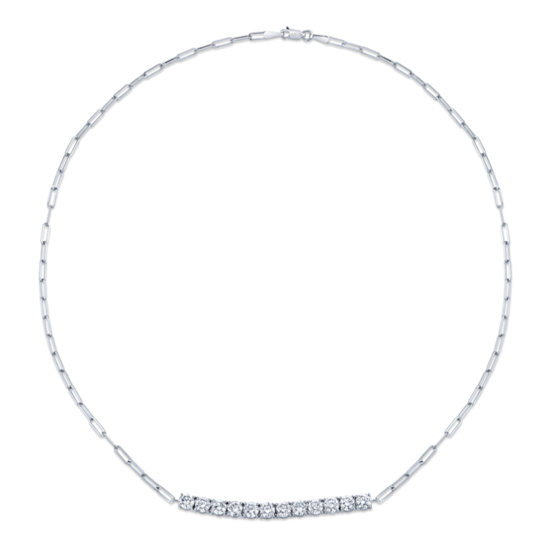 Norman Silverman Floating Round Brilliant Diamond Pendant On Paperclip Chain