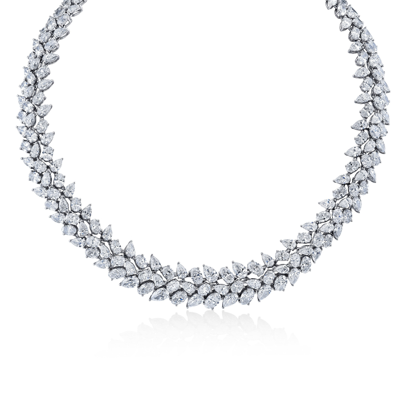 Norman Silverman 67.76 Carat Pear Shape And Oval Cut Diamonds Necklace
