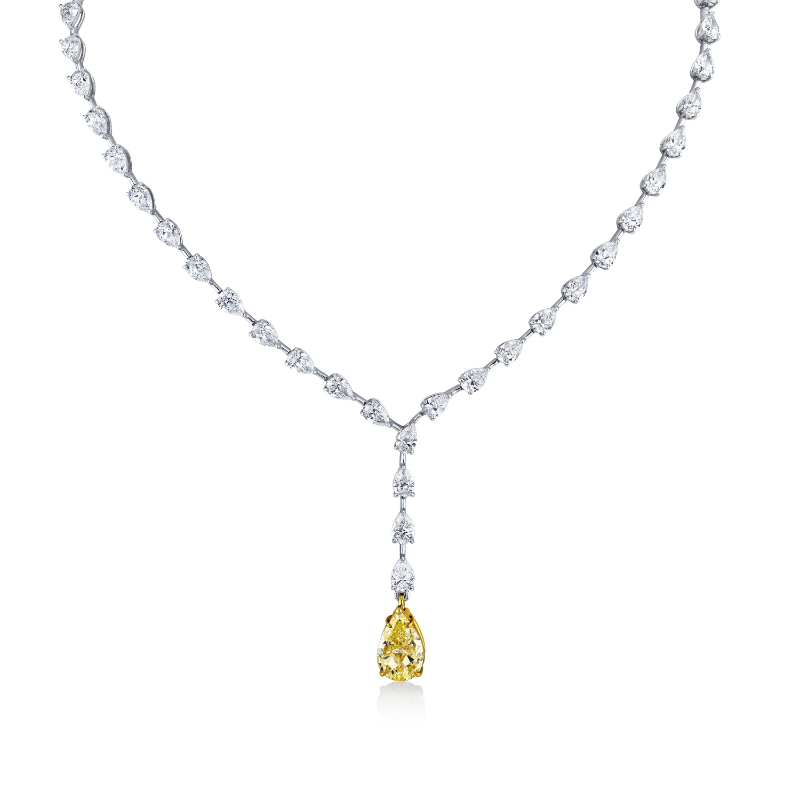 Norman Silverman Pear Shape Diamond Lariat Necklace