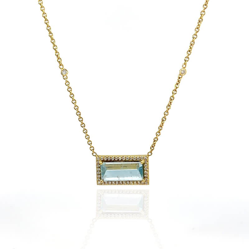 Lauren K Mirror Cut Aqua Bar Necklace