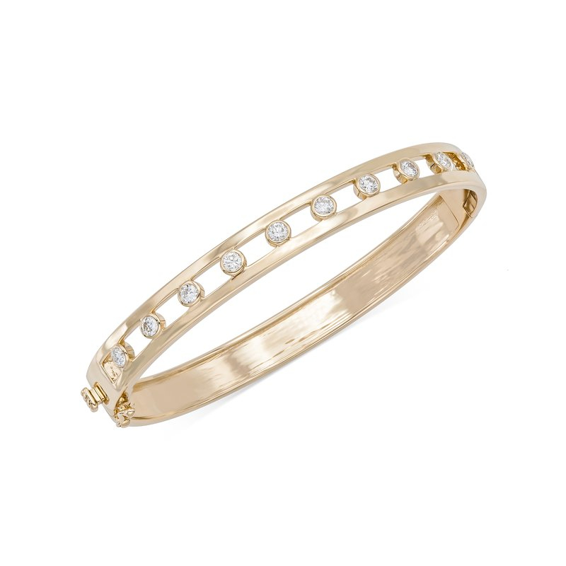 Rudolf Friedmann Open-Work Gold & Diamond Hinged Bangle