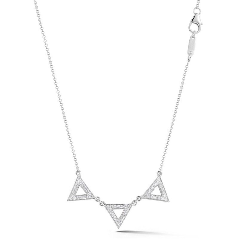 Deutsch Signature Three Open Pave Diamond Triangle Necklace