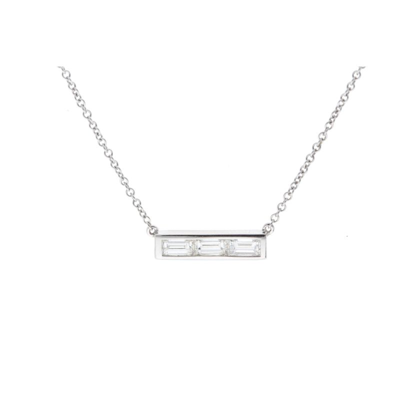 Deutsch Signature Three Stone Taper Bar Necklace