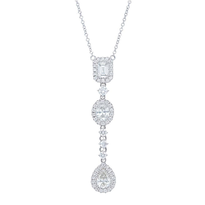 Deutsch Signature Mixed Diamond with Halo Drop Necklace