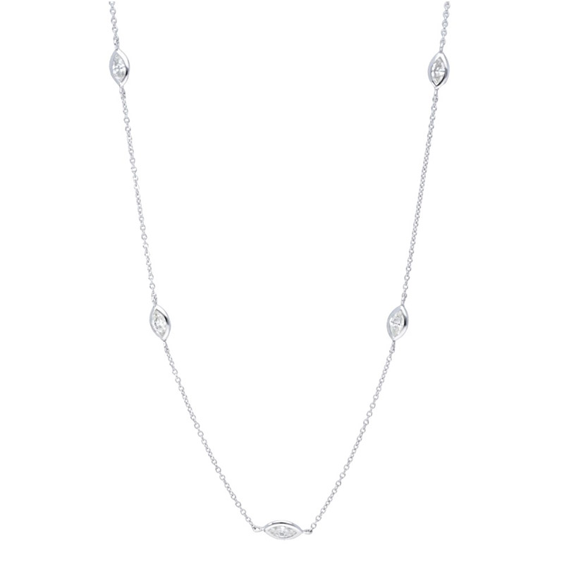 Deutsch Signature 5 Polished Bezel Marquise Diamonds by the Yard Necklace