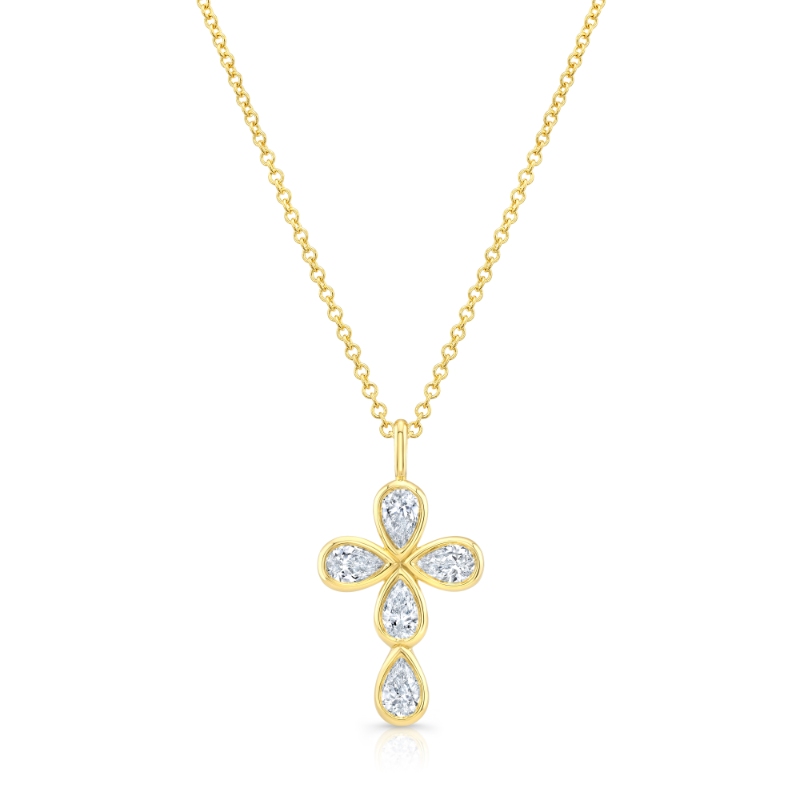 Rahaminov Yellow Gold Cross Pendant Chain