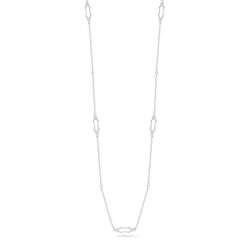 Deutsch Signature Curved Pave Diamond Deco Links with Diamond Bezel Necklace