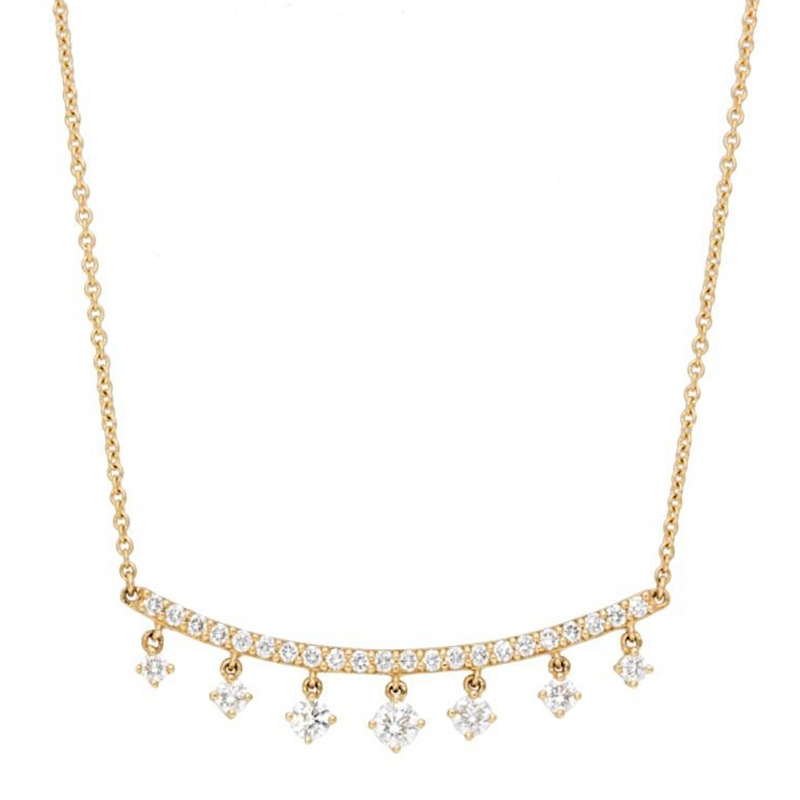 Deutsch Signature Curved Diamond Bar with Dangles Necklace