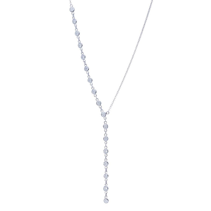 Deutsch Signature Half Polished Bezel Diamonds by the Yard Drop Necklace