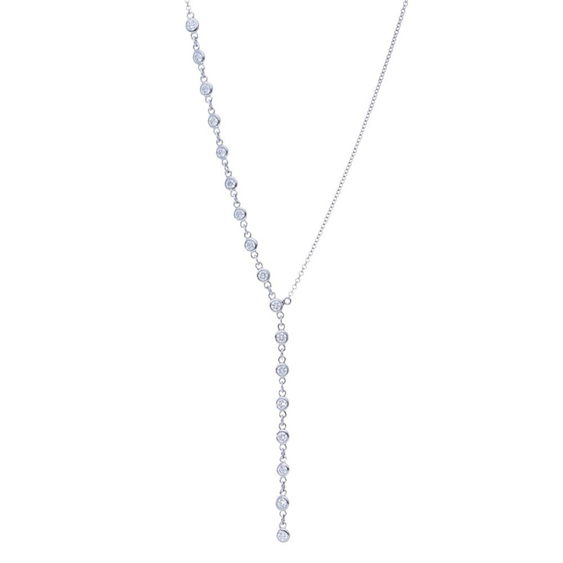 Deutsch Signature Half Polished Bezel Diamonds by the Yard Drop Necklace