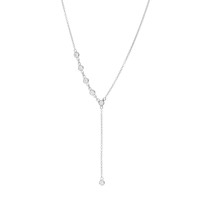 Deutsch Signature Half Plain Bezel Diamonds by the Yard Drop Necklace