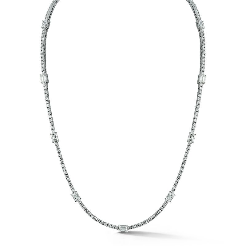 Deutsch Signature Alternating Emerald Shape Tennis Necklace