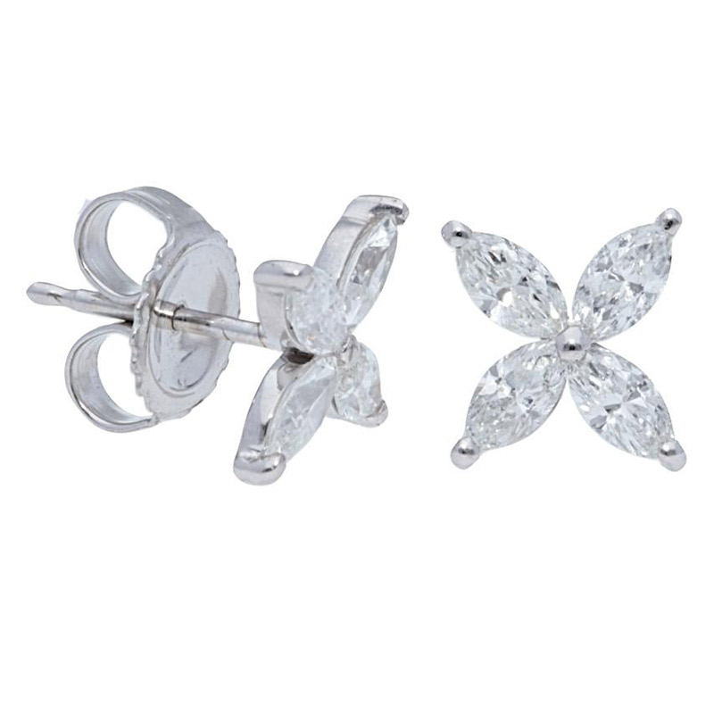 Deutsch Signature Marquise Diamond Flower Stud Earrings