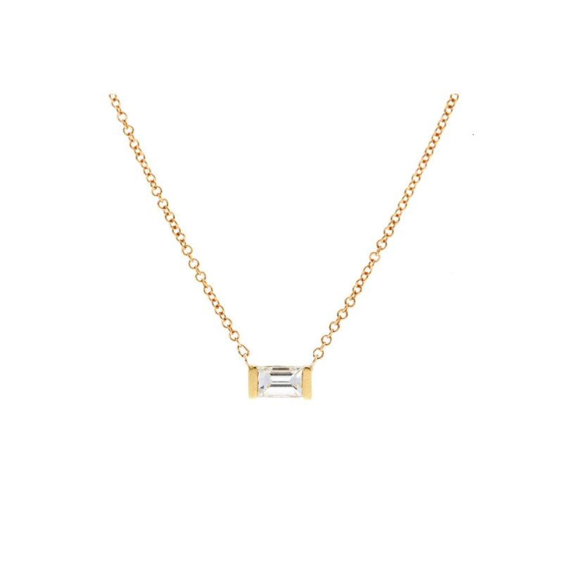 Deutsch Signature Straight Baguette Diamond Bezel Necklace